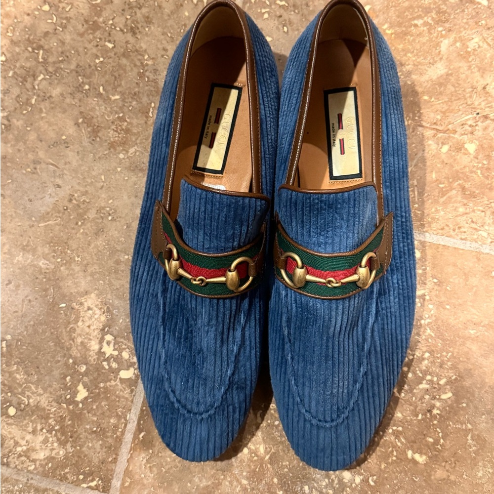 Gucci Men's Horsebit Corduroy and Leather Loafers